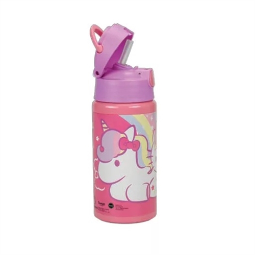 Enhjørning - unicorn drikkedunk aluminium med sugerør, 500 ml